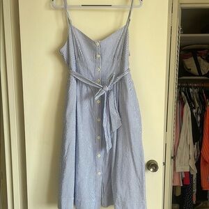 Blue Striped Sleeveless Dress